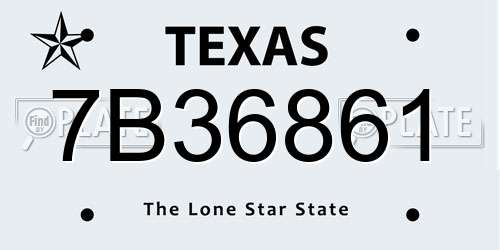 7B36861 Texas License Plate