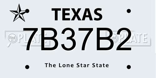 7B37B2 Texas License Plate