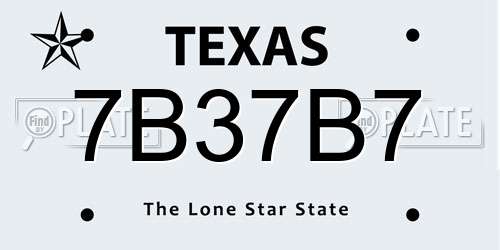 7B37B7 Texas License Plate