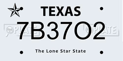 7B37O2 Texas License Plate