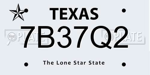 7B37Q2 Texas License Plate