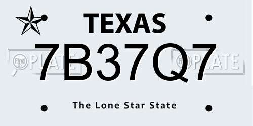 7B37Q7 Texas License Plate