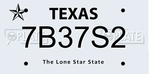 7B37S2 Texas License Plate