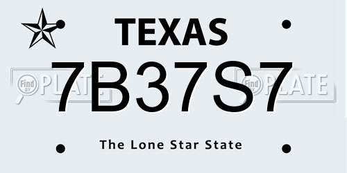 7B37S7 Texas License Plate