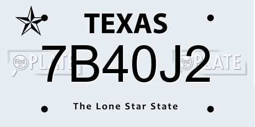 7B40J2 Texas License Plate