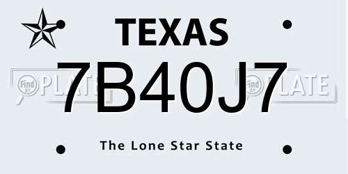 7B40J7 Texas License Plate