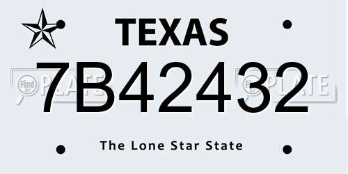 7B42432 Texas License Plate