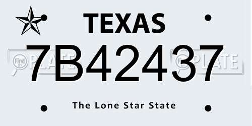 7B42437 Texas License Plate
