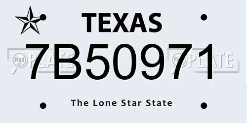 7B50971 Texas License Plate