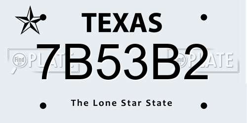 7B53B2 Texas License Plate