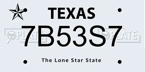 7B53S7 Texas License Plate