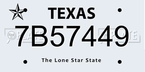 7B57449 Texas License Plate