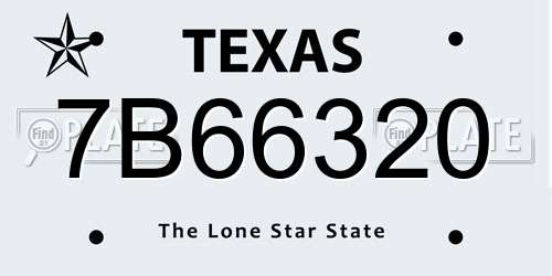 7B66320 Texas License Plate