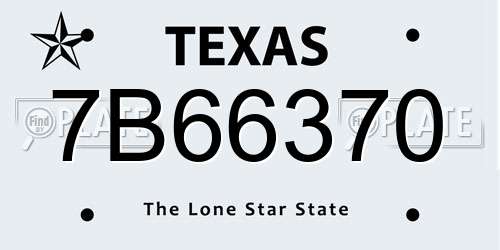 7B66370 Texas License Plate