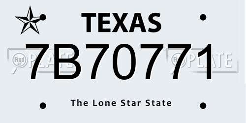7B70771 Texas License Plate
