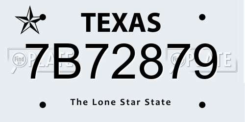 7B72879 Texas License Plate