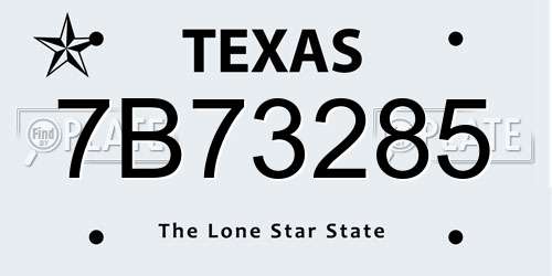 7B73285 Texas License Plate