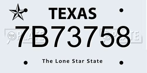 7B73758 Texas License Plate