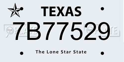 7B77529 Texas License Plate