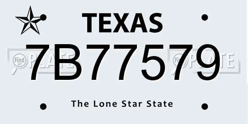 7B77579 Texas License Plate