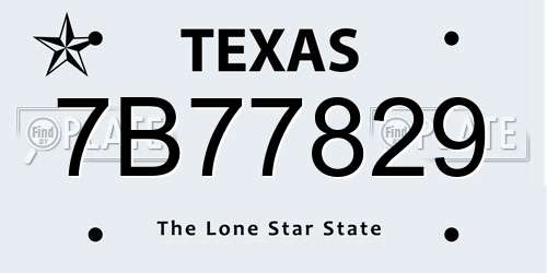 7B77829 Texas License Plate