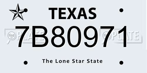 7B80971 Texas License Plate