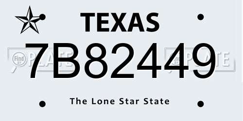 7B82449 Texas License Plate