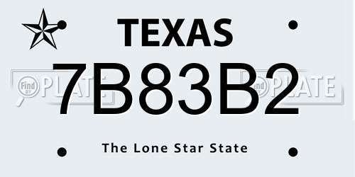 7B83B2 Texas License Plate