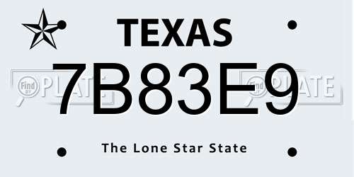 7B83E9 Texas License Plate