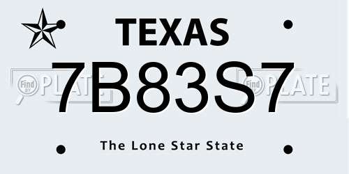 7B83S7 Texas License Plate