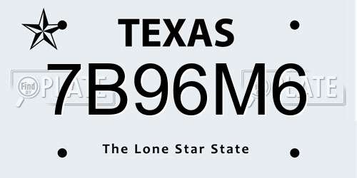 7B96M6 Texas License Plate