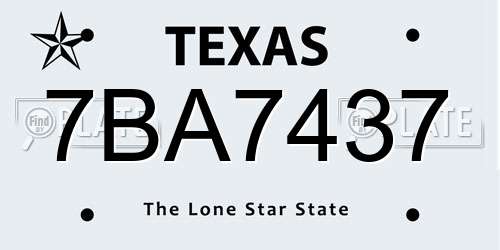 7BA7437 Texas License Plate