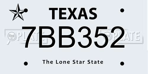7BB352 Texas License Plate