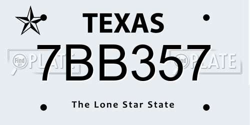 7BB357 Texas License Plate
