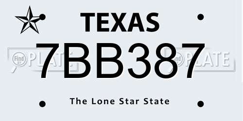 7BB387 Texas License Plate