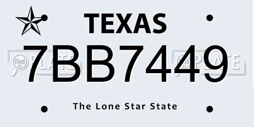 7BB7449 Texas License Plate