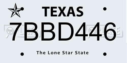 7BBD446 Texas License Plate