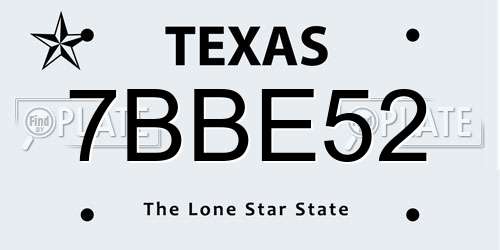 7BBE52 Texas License Plate