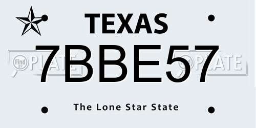 7BBE57 Texas License Plate