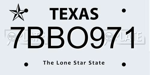 7BBO971 Texas License Plate