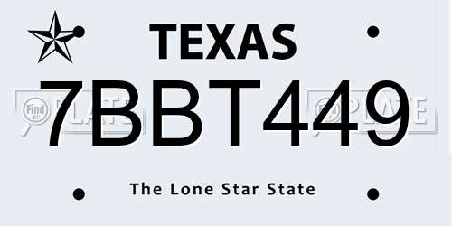 7BBT449 Texas License Plate
