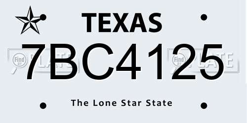7BC4125 Texas License Plate
