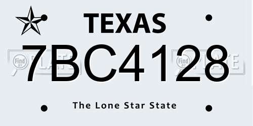 7BC4128 Texas License Plate