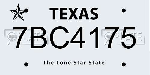 7BC4175 Texas License Plate