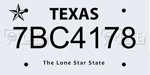 7BC4178 Texas License Plate