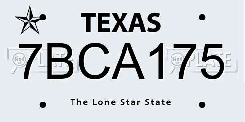 7BCA175 Texas License Plate