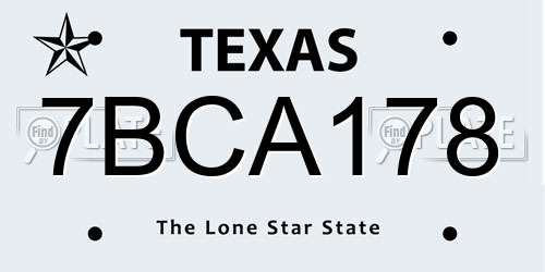 7BCA178 Texas License Plate