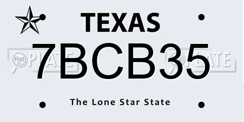 7BCB35 Texas License Plate