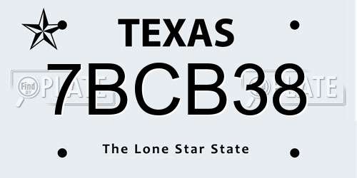 7BCB38 Texas License Plate