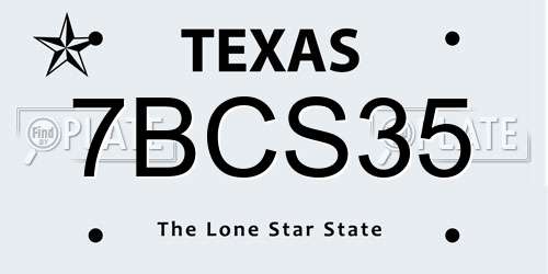 7BCS35 Texas License Plate